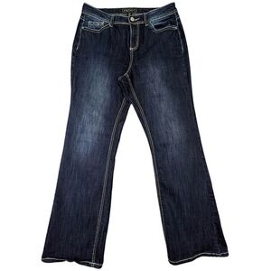 Cato Distressed Jeans Womens‎ 12 Flare Y2K Cowgirl McBling Horse Western Boho
